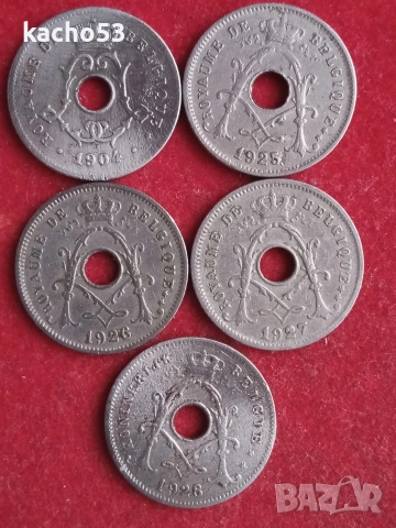 5 сантима 1904-1928 г. Белгия., снимка 2 - Нумизматика и бонистика - 53903585