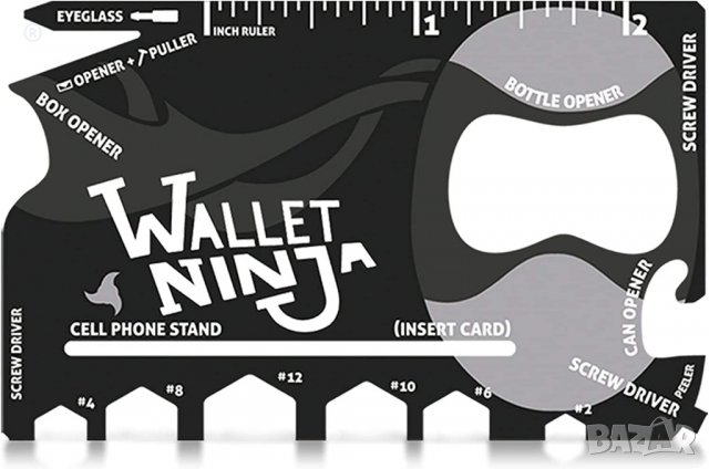 18в1 Multitool Ninja Wallet мултифункционална джобна отвертка, снимка 12 - Подаръци за мъже - 40144974
