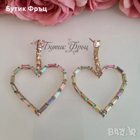 Обеци сърца хамелеон , снимка 3 - Обеци - 37537861