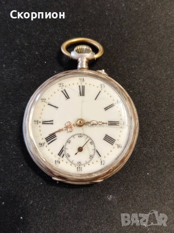 Швейцарски СРЕБЪРЕН джобен часовник Remortoir - 6 РУБИНА - ПРОМОЦИЯ, снимка 2 - Джобни - 47156792