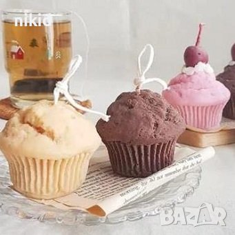 3D голямо Мъфин кексче в кошничка силиконов молд форма калъп фондан гипс свещ 
