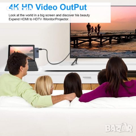 Докинг станция за Microsoft Surface Pro 4/5/6, HDMI, RJ45 LAN, 2xUSB 3.0, TF/SD четец, снимка 5 - Други - 40202291