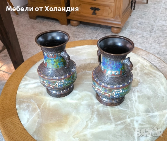 две японски вази Клоасон от 19-ти век, снимка 10 - Антикварни и старинни предмети - 52524839