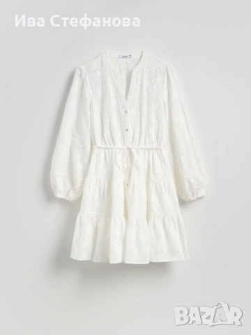 Нова разкошна елегнтна бяла къса рокля 100% памук памучна , снимка 5 - Рокли - 49905497