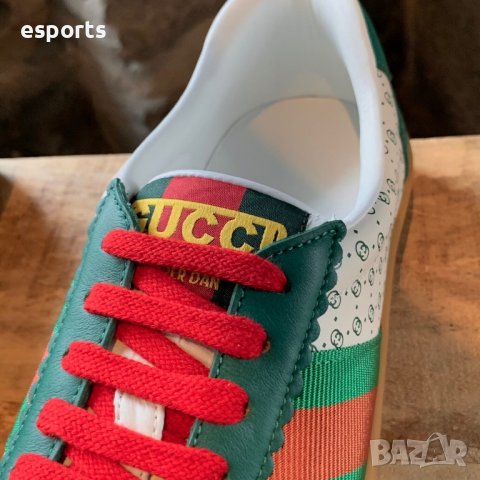 Мъжки кецове Gucci Dapper Dan GG Print White Green Web Sneakers 45 нови, снимка 4 - Кецове - 29772528