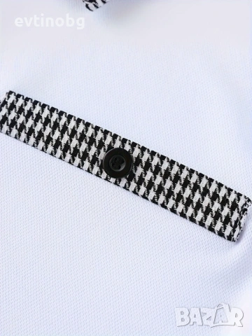 Мъжка ежедневна карирана риза с ревер,4 копчета,винтидж стил и къс ръкав, снимка 4 - Ризи - 54125523