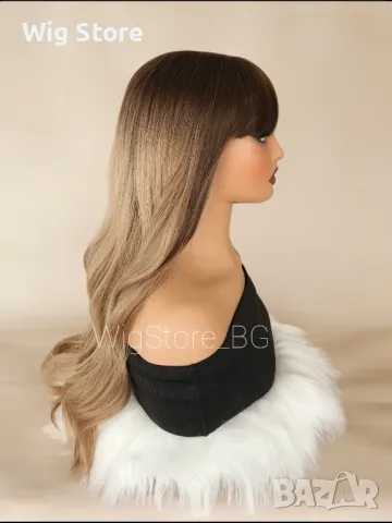 Кафява омбре перука с бретон, снимка 5 - Аксесоари за коса - 47917984