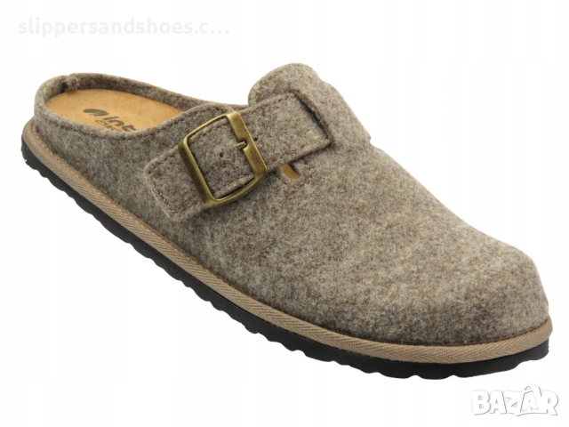 Мъжки домашни чехли Inblu сив филц с кожена стелка и регулируема каишка, снимка 2 - Други - 52234854