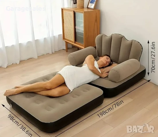 Надуваем фотьойл 5 в 1 SuperSofa - Пет вида комфорт в едно удобно решение, снимка 4 - Градински мебели, декорация  - 51334218
