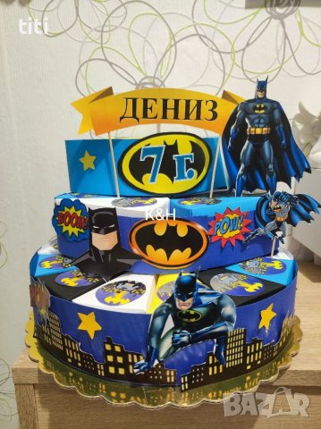 Картонена торта Батман , снимка 1