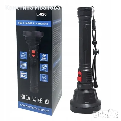 Тактически LED USB фенер, снимка 4 - Фен артикули - 56524412