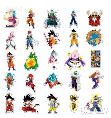 50 бр Dragon Ball драгон бол DragonBall самозалепващи лепенки стикери за украса декор картонена торт, снимка 3 - Други - 44751332