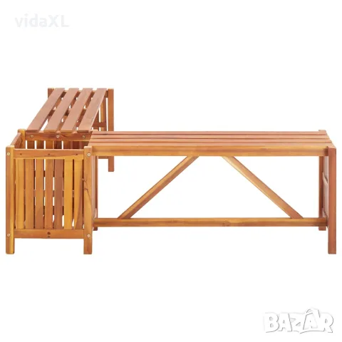 vidaXL Градинска ъглова пейка с плантер, 117x117x40 cм, акация масив, снимка 6 - Градински мебели, декорация  - 56147639