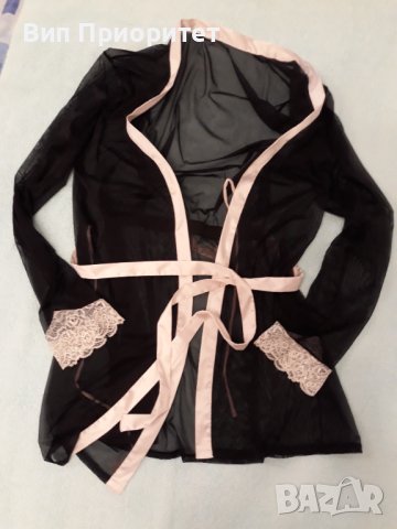 Прозрачна горница в черно и екрю-коприна + екрю орнаменти за свежест и коланче в талията, фиерична , снимка 2 - Бельо - 37258393