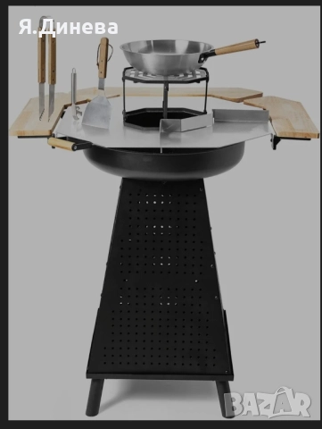 Барбекю на дървени въглища 2в1 