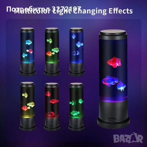 EDIER LED нощна лампа - аквариум с движещи се рибки, снимка 9 - Декорация за дома - 54092213