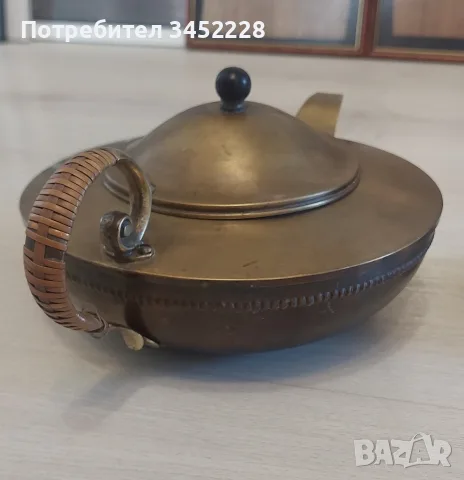 Старинен  чайник с поставка и спиртник месинг за ценители , снимка 5 - Антикварни и старинни предмети - 55960233