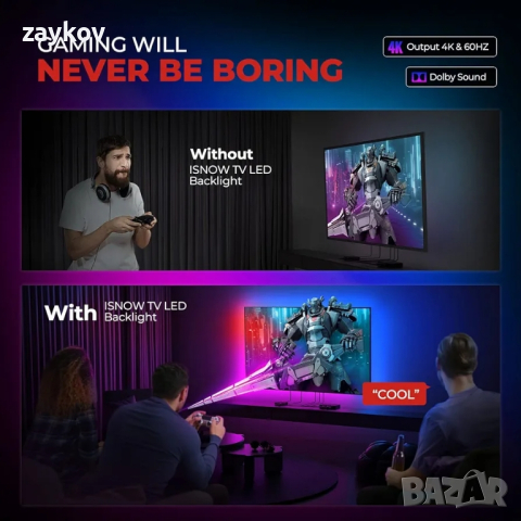  Strip Lights със синхронизиране на музика и сценичен режим, съвместим с Alexa и Google Assistant, снимка 2 - Друга електроника - 44923965