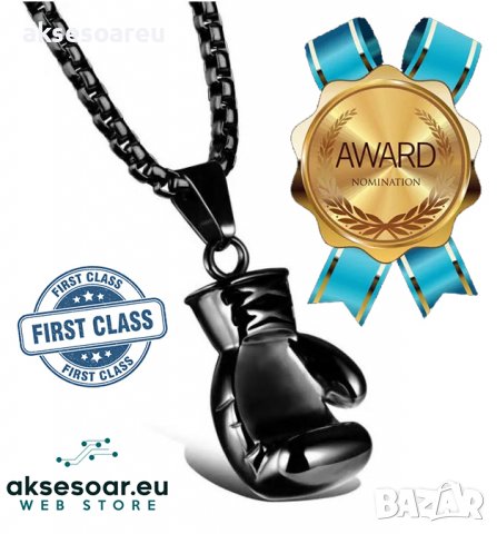 Колие боксова ръкавица верига от неръждаема стомана боксьорска ръкавица за мъже мъжки хип-хоп спортн, снимка 6 - Колиета, медальони, синджири - 38291263