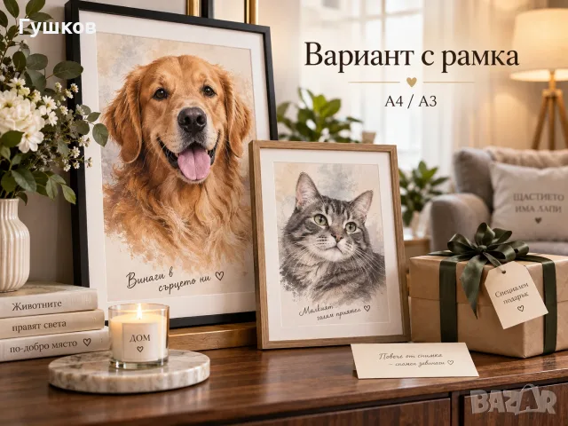 Портрет на домашен любимец по снимка - персонализиран подарък, снимка 4 - Други услуги - 56075821
