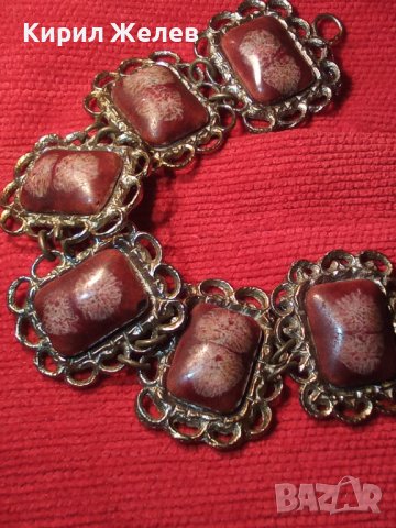 ПОЗЛАТЕНА ВЪЗРОЖДЕНСКА с КАМЪНИ БРОНЗОВА СТАРА ГРИВНА 2380, снимка 2 - Антикварни и старинни предмети - 29556075