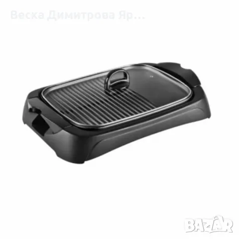 Електрическа скара Voltz OV51015B с капак, 2000W, плоча с 2 зони на печене, черна
