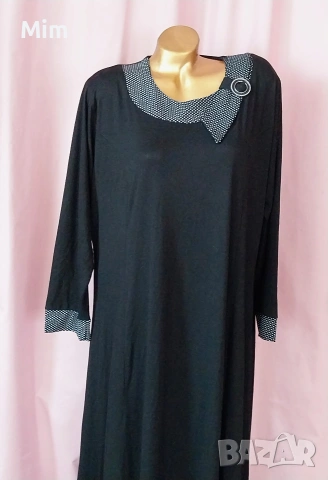 54 Черна свободна рокля от трико, снимка 2 - Рокли - 53921525