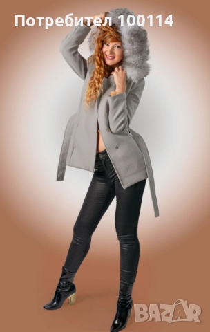 Дамско палто с качулка с естествен пух в 4 цвята, снимка 5 - Палта, манта - 52233731