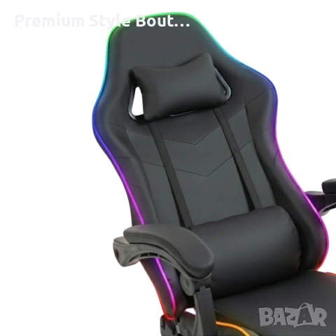 Геймърски стол премиум LED: Ергономичен комфорт със 7 цвята светлинни ефекти и релакс зона, снимка 9 - Геймърски - 53923042
