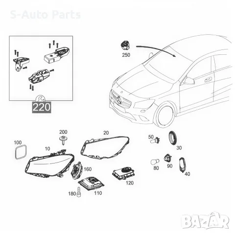 Комплект щипки за захващане на фар Mercedes GLA X156, Mercedes CLA C117, Mercedes B W246 W245, снимка 4 - Аксесоари и консумативи - 55844876