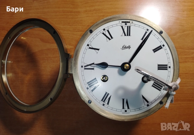 Месингов корабен часовник и барометър с термометър Schatz -Германия, снимка 5 - Антикварни и старинни предмети - 52889604