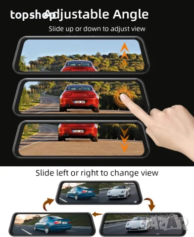 10-инчова 4K 2160p/30fps UHD огледална камера видеорегистратор, GPS, 64GB SD, USB C, снимка 6 - Аксесоари и консумативи - 50542329