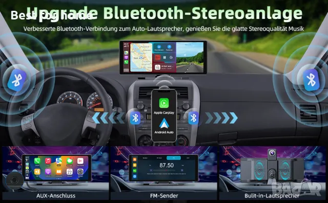 Мултимедия- дисплей 10,3 инча Carplay Android Auto Display с 4K Dashcam, снимка 17 - Аксесоари и консумативи - 48832682