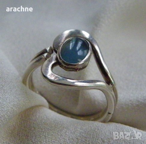 Сребърен пръстен с аквамарин