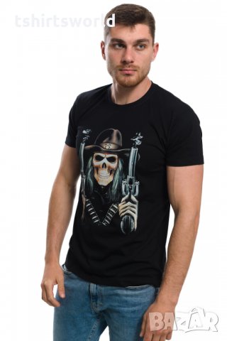 Нова мъжка тениска с дигитален печат Череп с пистолети, снимка 6 - Тениски - 29050863