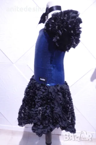 Детска рокля за спортни танци с паети в син цвят, снимка 6 - Детски рокли и поли - 49059774