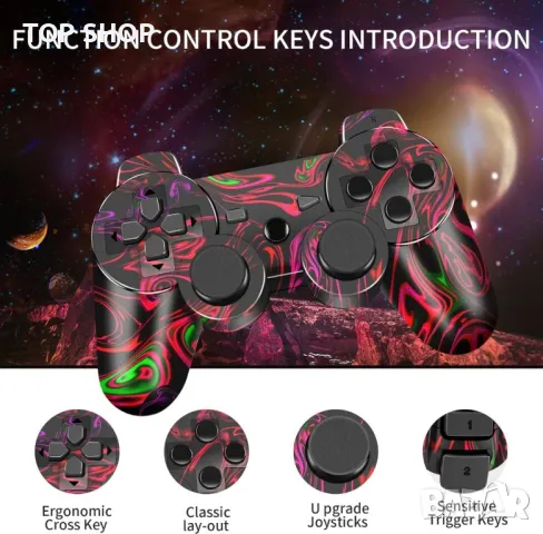 Playstation 3Безжичен контролер с дизайн във формата на светкавица, контролер Play3, безжичен контр, снимка 4 - Джойстици и геймпадове - 48819010