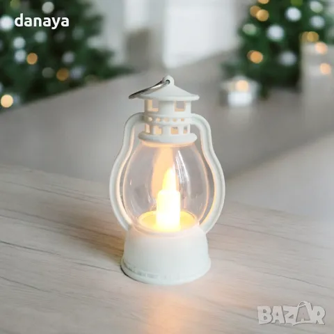 5417 Декоративен светещ коледен фенер тип ретро лампа, 9 см, снимка 5 - Декорация за дома - 47796699