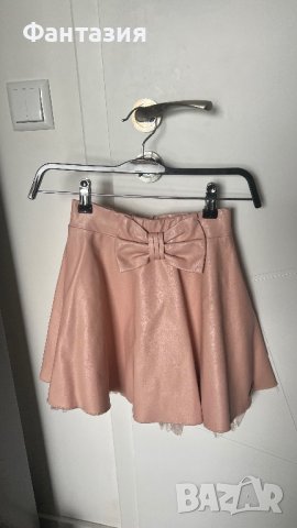 Розова кожена къса пола Contrast, снимка 1