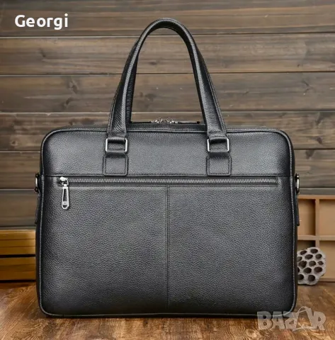 Мъжка премиум/елегантна кожена бизнес чанта /Куфарче за лаптоп 15" от естествена кожа!, снимка 3 - Чанти - 49273882