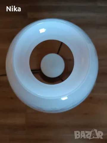 Красива винтидж нощна лампа, дърво, метал и стъкло , снимка 3 - Антикварни и старинни предмети - 47484170