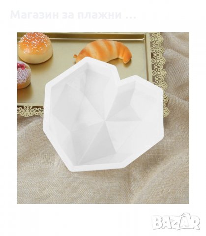 3D ГОЛЯМО РЕЛЕФНО СЪРЦЕ, ДИАМАНТЕНО, СИЛИКОНОВ МОЛД ФОРМА ЗА КЕКС, ТОРТА - код 3152, снимка 4 - Форми - 34128084