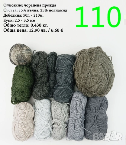 Чорапени прежди, евтини прежди в малки количества - нови и остатъци, снимка 7 - Други стоки за дома - 52171080