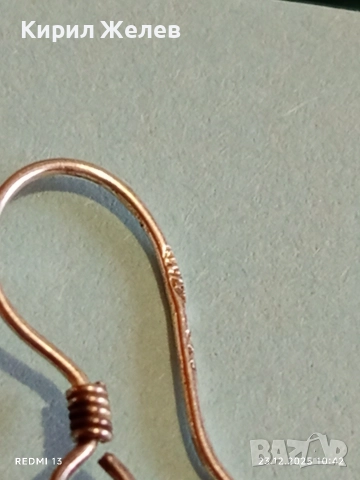 Висящи сребърни обеци с мотив ПЕПЕРУДА 🦋 майсторска изработка 40141, снимка 5 - Обеци - 52882212