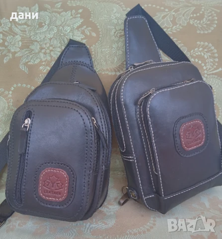 Раница за през гърдите от естествена кожа , снимка 2 - Раници - 49362898