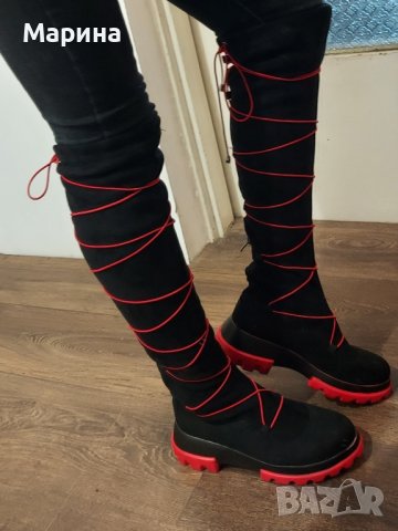 Дамски чизми с връзки, снимка 2 - Дамски ботуши - 42859539