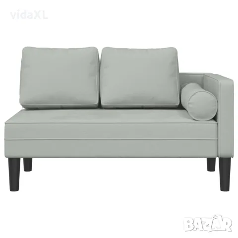 vidaXL Кушетка с възглавници, светлосива, кадифе, снимка 3 - Столове - 56147449