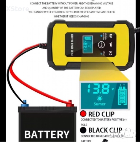 Интелигентно 2в1 зарядно - Токоизправител за акумулатор с температурен детектор и импулсни режими, снимка 3 - Аксесоари и консумативи - 52458242