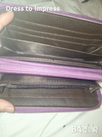 Лилаво портмоне с два ципа крокс, снимка 4 - Портфейли, портмонета - 48952111
