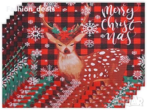 Нови Коледни Подложки за Маса 6 броя, Термоустойчиви, PVC, Дизайн С Елен, снимка 7 - Декорация за дома - 42698208
